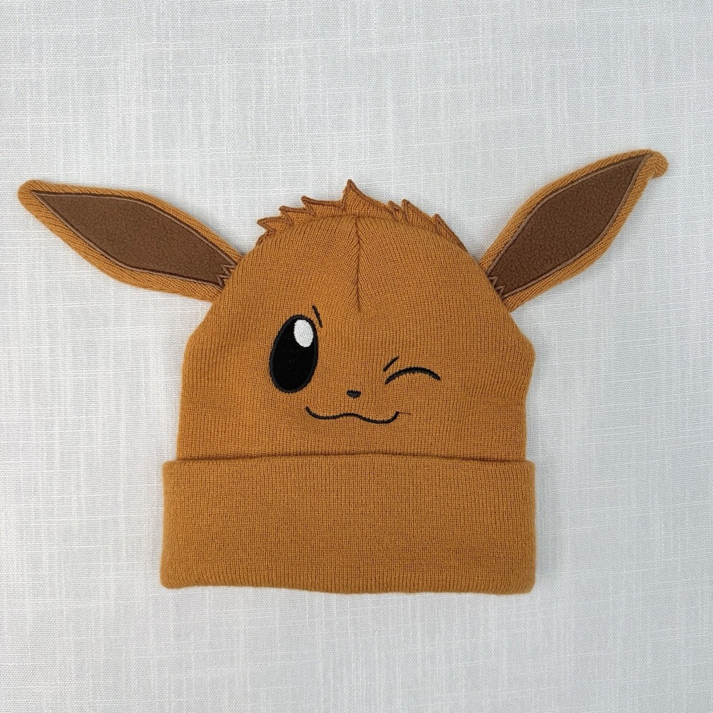 Official Pokemon Eevee Beanie HAt Cap One Size Brown Character